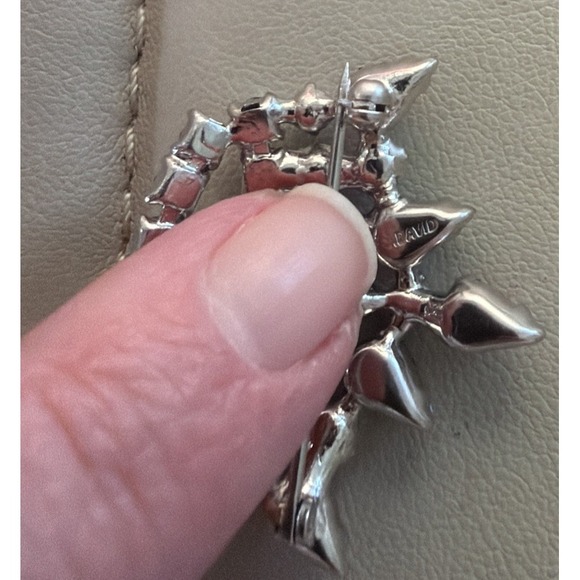 Vintage B. David Mother's Crown Multicolored Rhinestone Gold Tone Brooch Pin - Picture 4 of 4